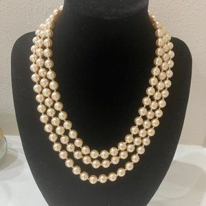 Vintage reproduction of Jackie Kennedy  3 strand pearl necklace